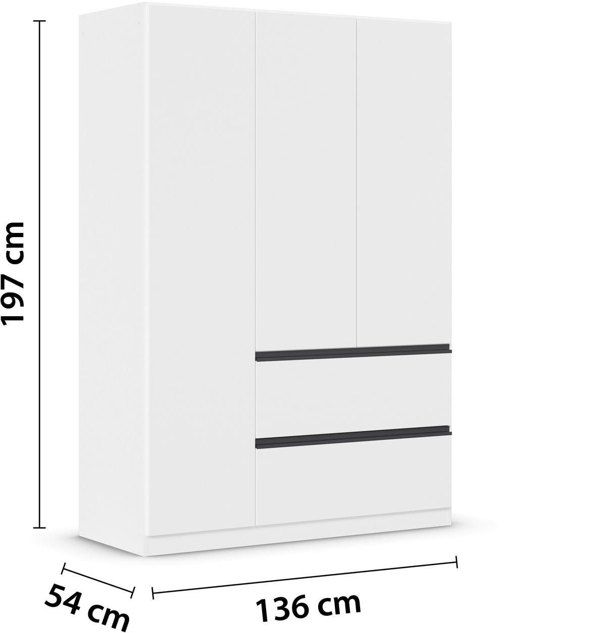 DREHTÜRENSCHRANK in Weiss  - Weiss/Grau, Modern, Holzwerkstoff (136/197/54cm) - Rauch Möbel