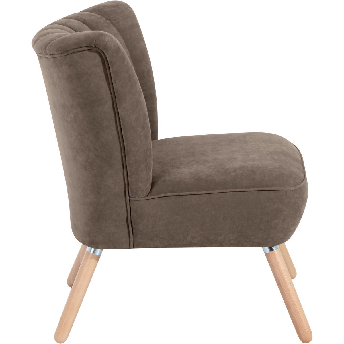 SESSEL in Velours Hellbraun  - Hellbraun/Buchefarben, Design, Holz/Textil (70/80/66cm) - Max Winzer