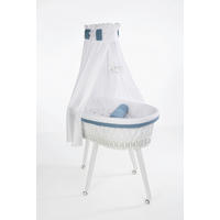 STUBENWAGEN-KOMPLETTSET Babybett Lounge weiß Pyjamabär   - Pastellblau/Buchefarben, Basics, Holz/Textil (60/167/100cm) - Mionido