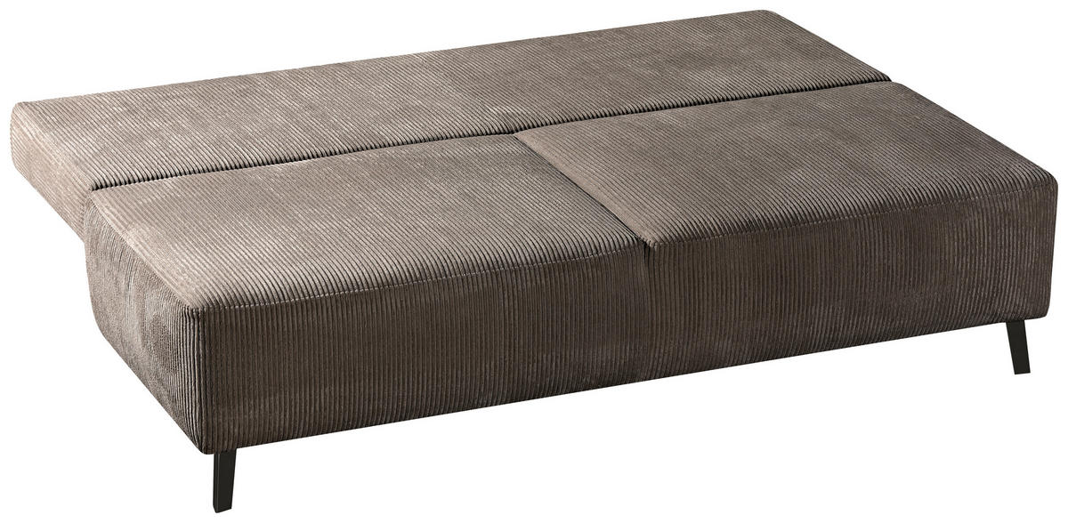 SCHLAFSOFA in Cord Dunkelbraun  - Dunkelbraun/Schwarz, Modern, Textil/Metall (197/92/88cm) - Novel