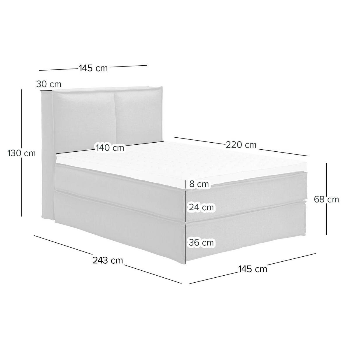 BOXSPRINGBETT 140/220 cm  in Anthrazit  - Anthrazit/Schwarz, Design, Kunststoff/Textil (140/220cm) - home24