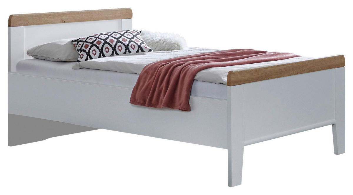 BETT 100/200 cm  in Weiß, Eiche Bianco  - Eiche Bianco/Weiß, KONVENTIONELL (100/200cm) - Venda