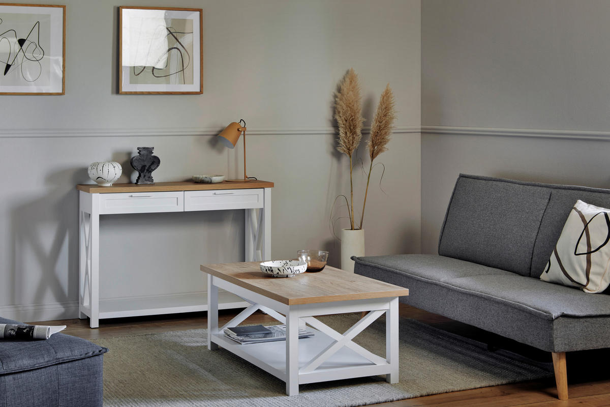 COUCHTISCH in Holzwerkstoff 110/57/42 cm  - Eichefarben/Weiß, LIFESTYLE, Holzwerkstoff (110/57/42cm)