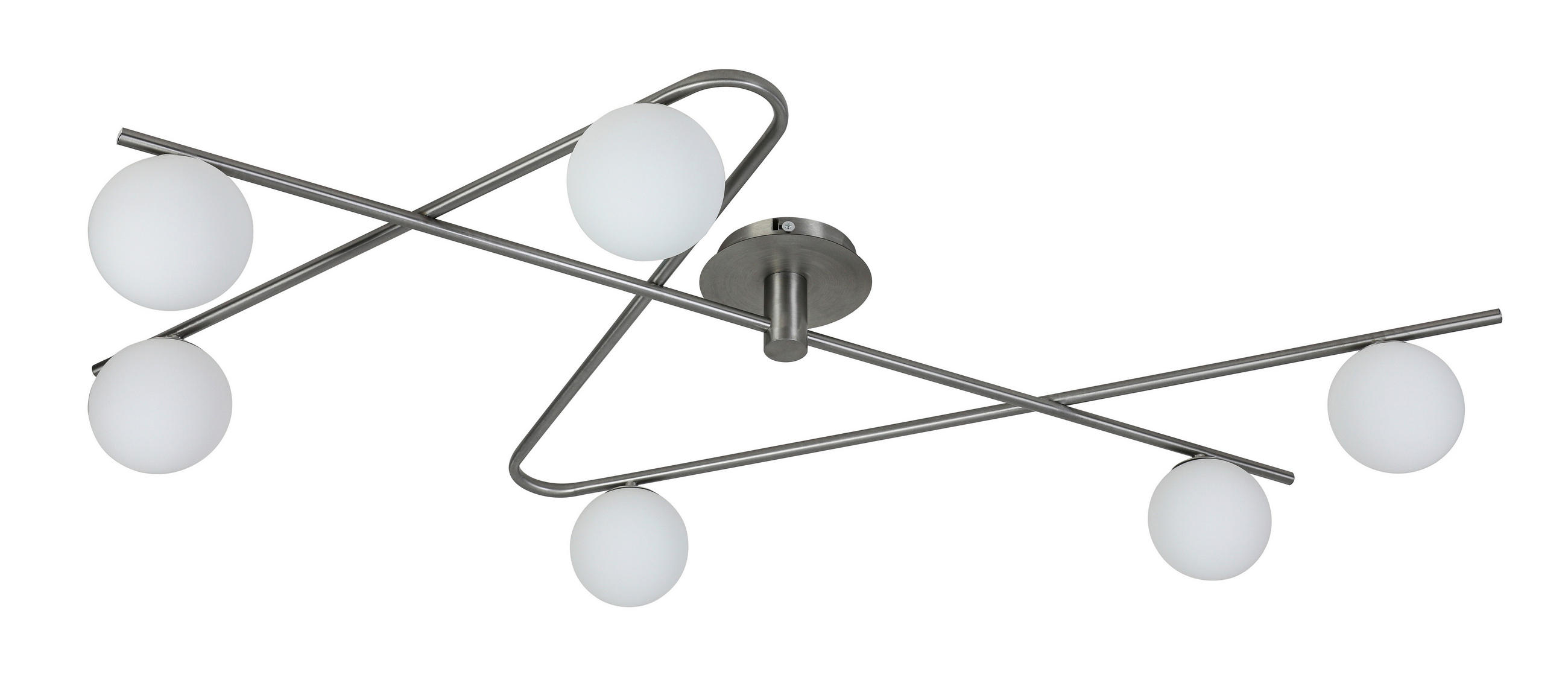 DECKENLEUCHTE 120/73/21 cm  - Weiß/Nickelfarben, Trend, Glas/Metall (120/73/21cm) - Collett's Monde