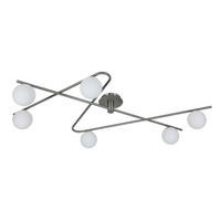 DECKENLEUCHTE 120/73/21 cm  - Weiß/Nickelfarben, Trend, Glas/Metall (120/73/21cm) - Collett's Monde
