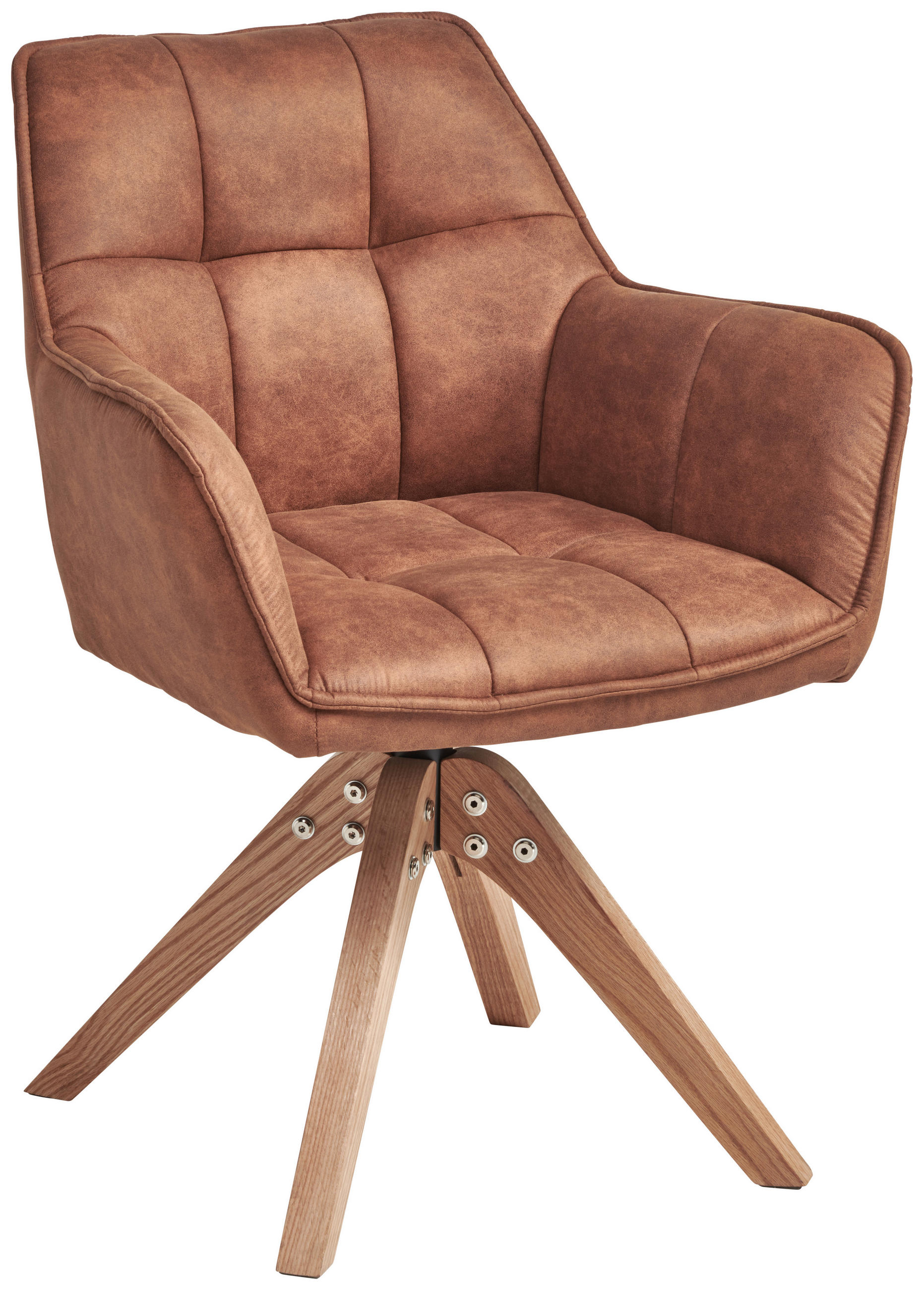 ARMLEHNSTUHL in Holz, Textil Orange, Eichefarben  - Eichefarben/Orange, Basics, Holz/Textil (61/85/63cm) - MID.YOU