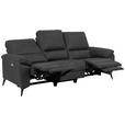 3-SITZER-SOFA Lederlook, Mikrofaser Grau  - Schwarz/Grau, KONVENTIONELL, Textil/Metall (215/102/96cm) - Carryhome