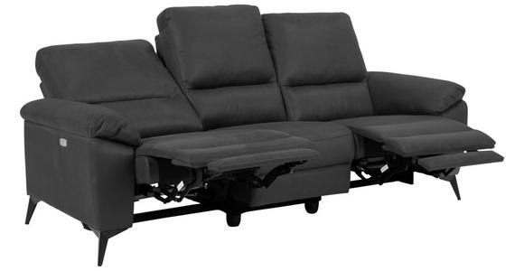 3-SITZER-SOFA Lederlook, Mikrofaser Grau - Schwarz/Grau, KONVENTIONELL, Textil/Metall (215/102/96cm) - Carryhome
