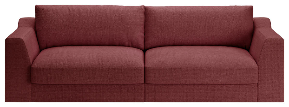 BIGSOFA Chenille, Flachgewebe Rot  - Rot/Schwarz, Design, Kunststoff/Textil (276/90/109cm) - home24
