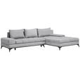 ECKSOFA Greige Webstoff  - Greige/Schwarz, Design, Textil/Metall (315/212cm) - Carryhome