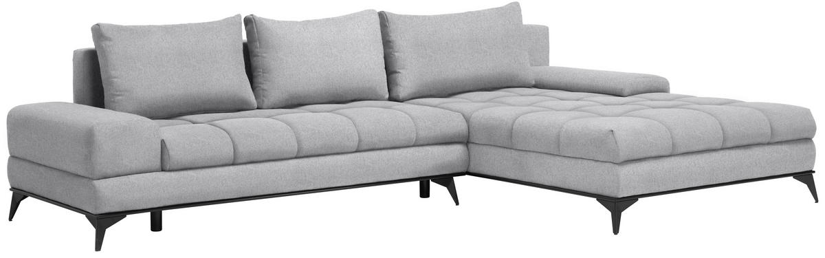 ECKSOFA in Webstoff Greige  - Greige/Schwarz, Design, Textil/Metall (315/212cm) - Carryhome