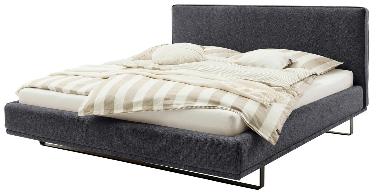 POLSTERBETT 180/200 cm  in Anthrazit  - Anthrazit/Schwarz, Design, Textil/Metall (180/200cm) - Schöner Wohnen
