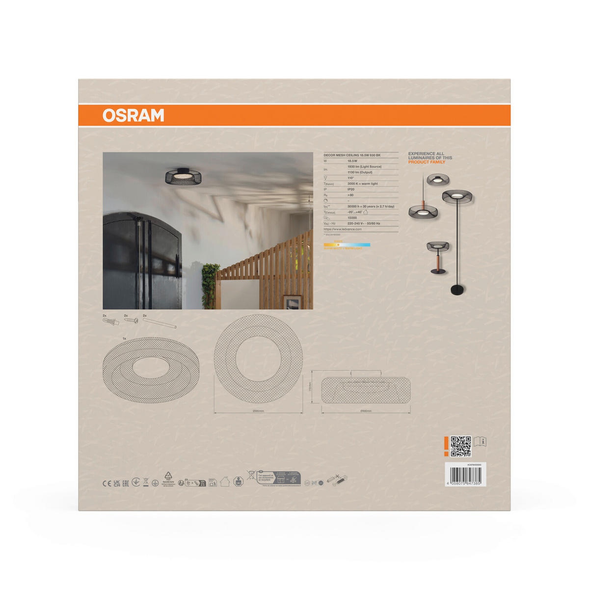 LED-DECKENLEUCHTE 30/11 cm   - Schwarz, Basics, Kunststoff/Metall (30/11cm) - Osram