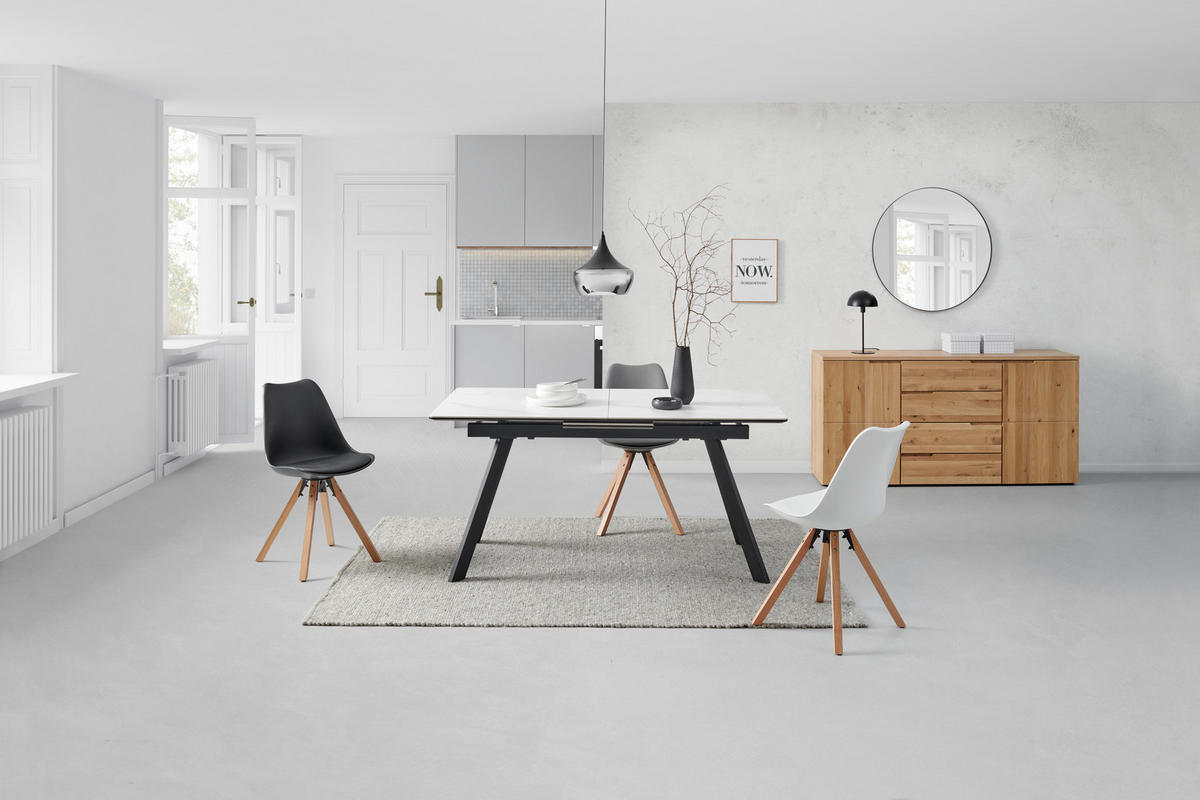 STOL ZA BLAGOVAONICU  crna, bijela  metal, keramika, drvni materijal      - bijela/crna, Lifestyle, drvni materijal/metal (160-200/76/90cm) - MID.YOU