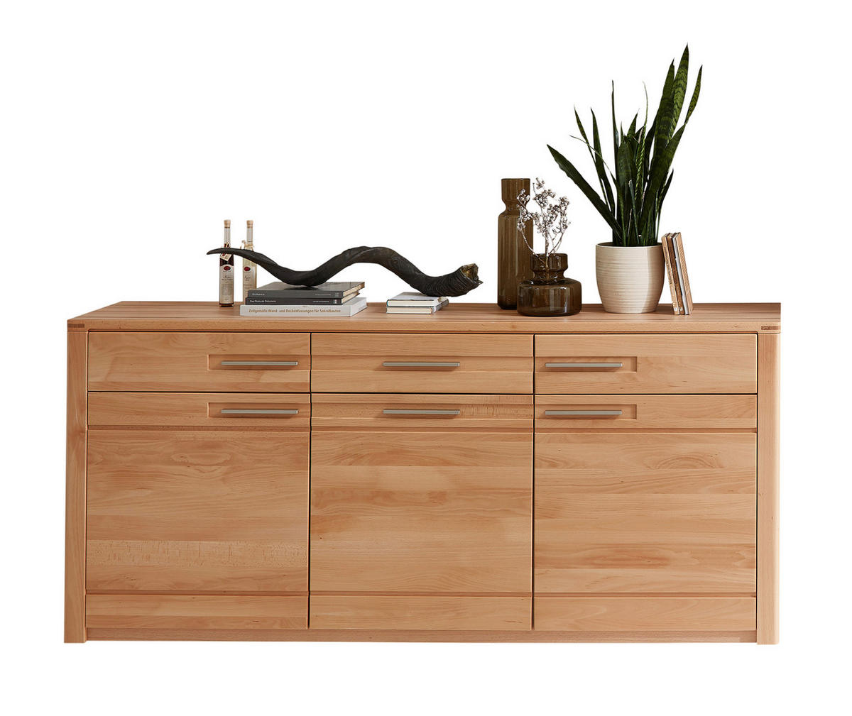 ŠIROKÁ KOMODA, jadrový buk, jadrový buk, 190/86/45 cm - farba ušľachtilej ocele/jadrový buk, Natur, kov/drevo (190/86/45cm) - Carryhome