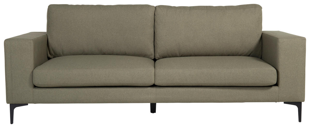 2-SITS SOFFA i metall, plast, textil svart, olivgrön  - olivgrön/svart, Design, metall/textil (215/84/88cm) - Livetastic