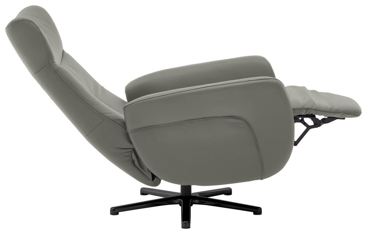 RELAXSESSEL in Leder Grau  - Schwarz/Grau, Design, Leder/Metall (76/112/83cm) - Beldomo Speed