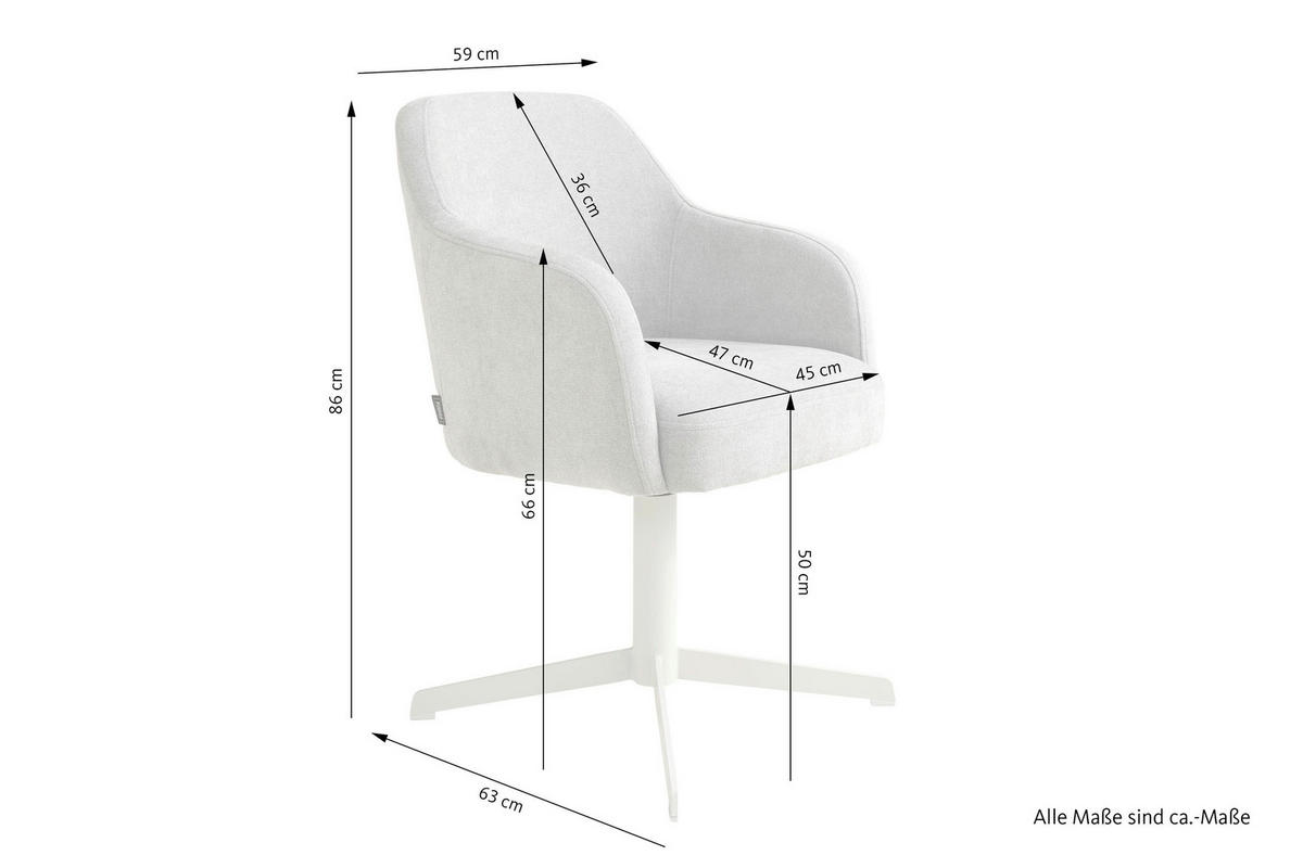 ARMLEHNSTUHL  Sitzfläche 360° drehbar Webstoff  Greige  - Greige/Seidengrau, Modern, Textil/Metall (59/86/63cm) - Schöner Wohnen