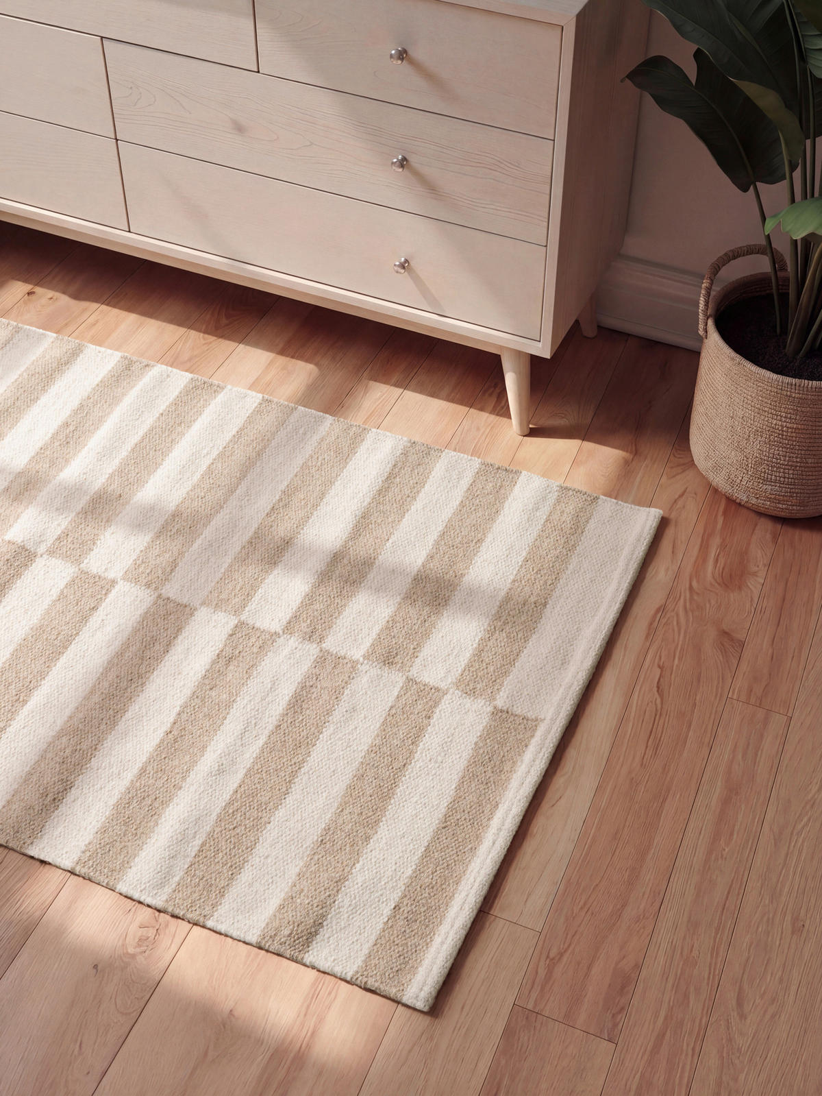 HANDWEBTEPPICH 80/150 cm Vika Weiß, Beige rechteckig  - Beige/Weiß, Basics, Textil (80/150cm) - Hanse Home