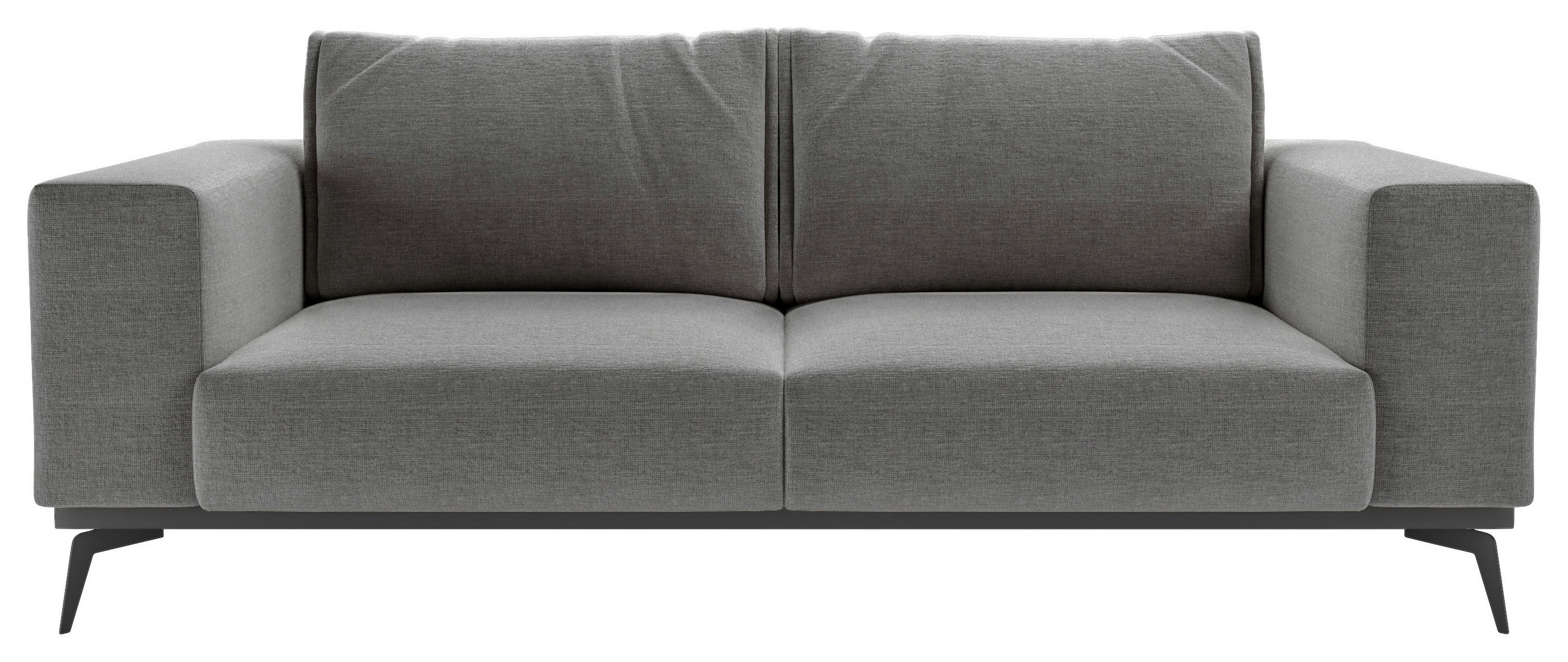 2-SITZER-SOFA beflockt Dunkelgrau  - Dunkelgrau/Schwarz, Design, Holz/Textil (250/87/95cm) - MID.YOU