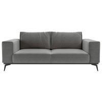 2-SITZER-SOFA in beflockt Dunkelgrau  - Dunkelgrau/Schwarz, Design, Holz/Textil (250/87/95cm) - MID.YOU