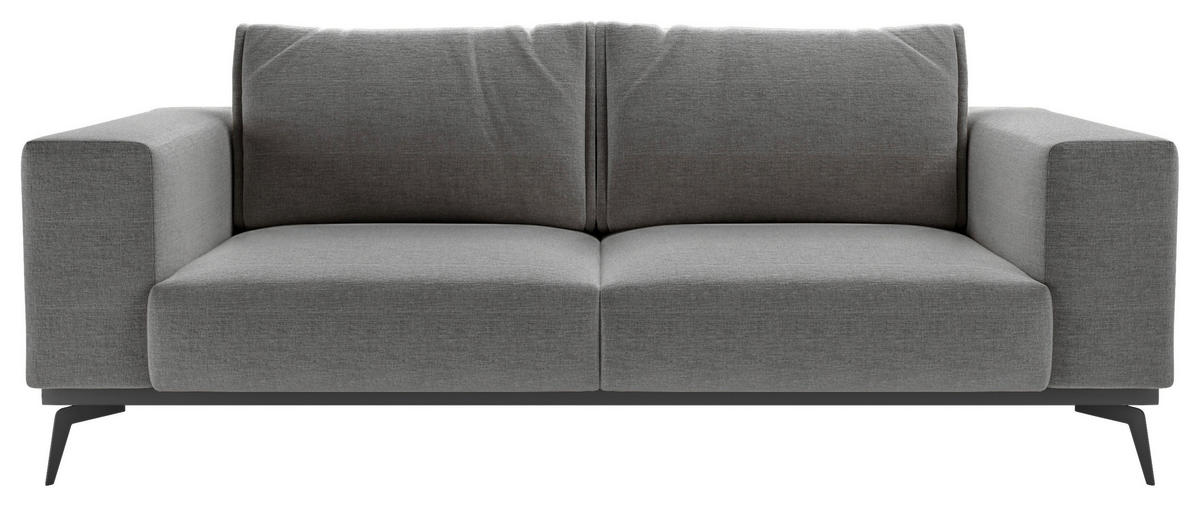 2-SITZER-SOFA in beflockt Dunkelgrau  - Dunkelgrau/Schwarz, Design, Holz/Textil (250/87/95cm) - MID.YOU