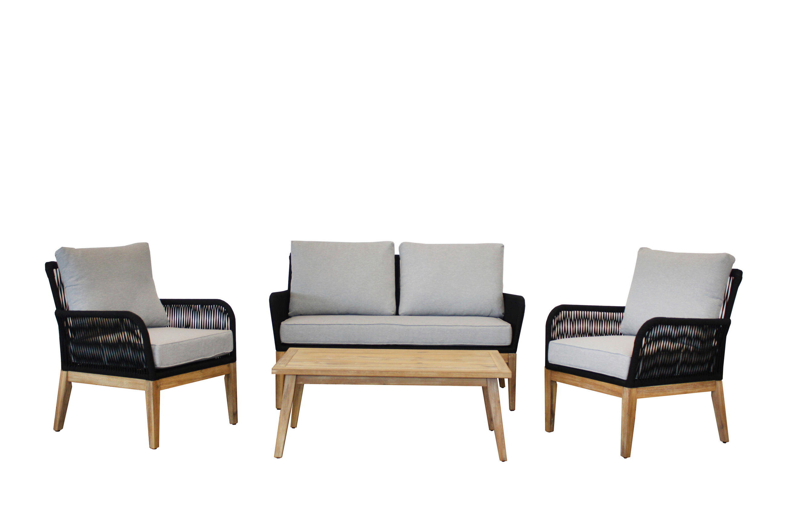 LOUNGEGARNITUR Akazie  - Anthrazit/Hellgrau, Basics, Holz/Textil (135/90/73cm) - Acamp