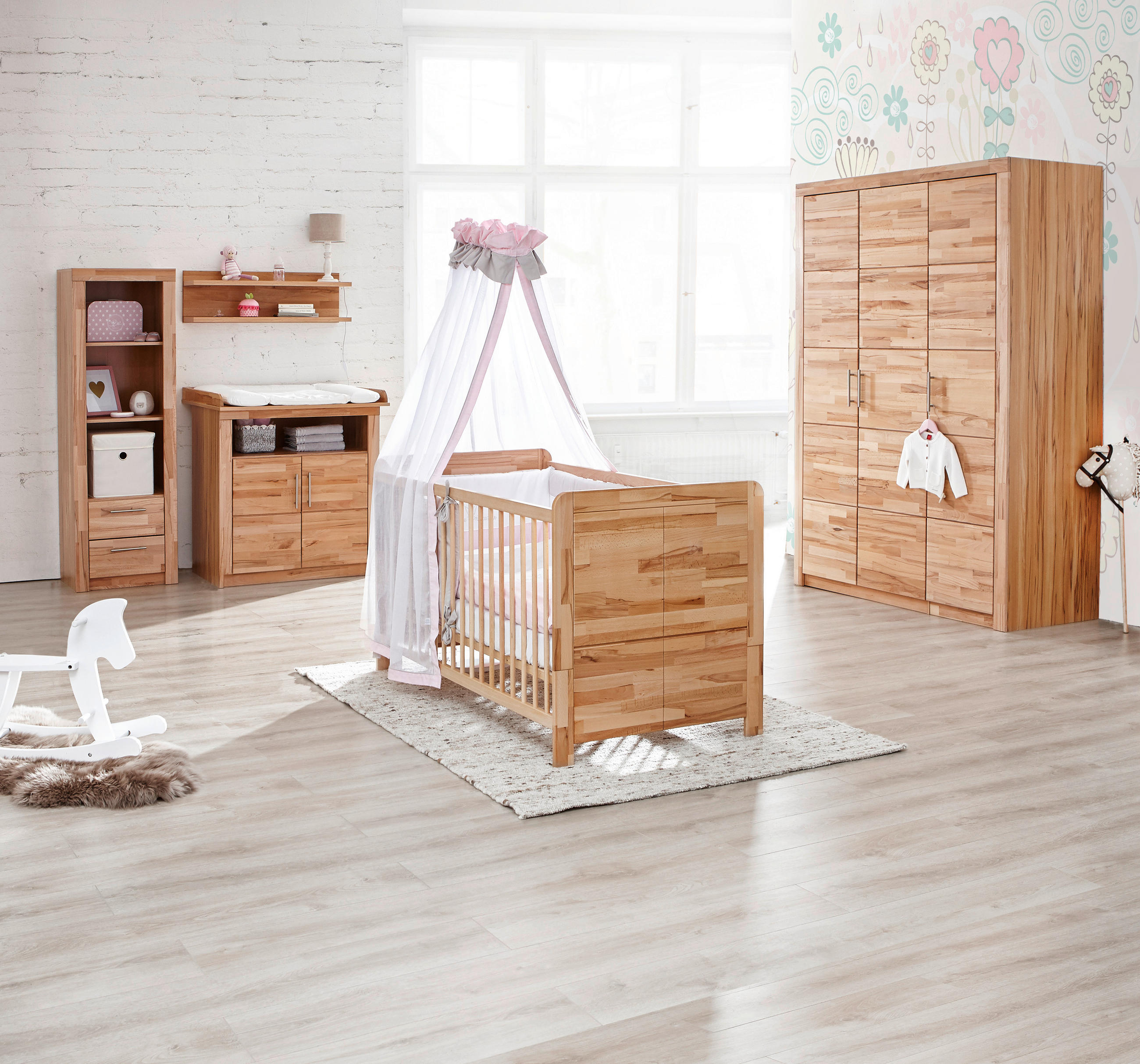 GITTERBETT Simone 70/140 cm - Buchefarben/Naturfarben, KONVENTIONELL, Holz/Holzwerkstoff (70/140cm) - Jimmylee