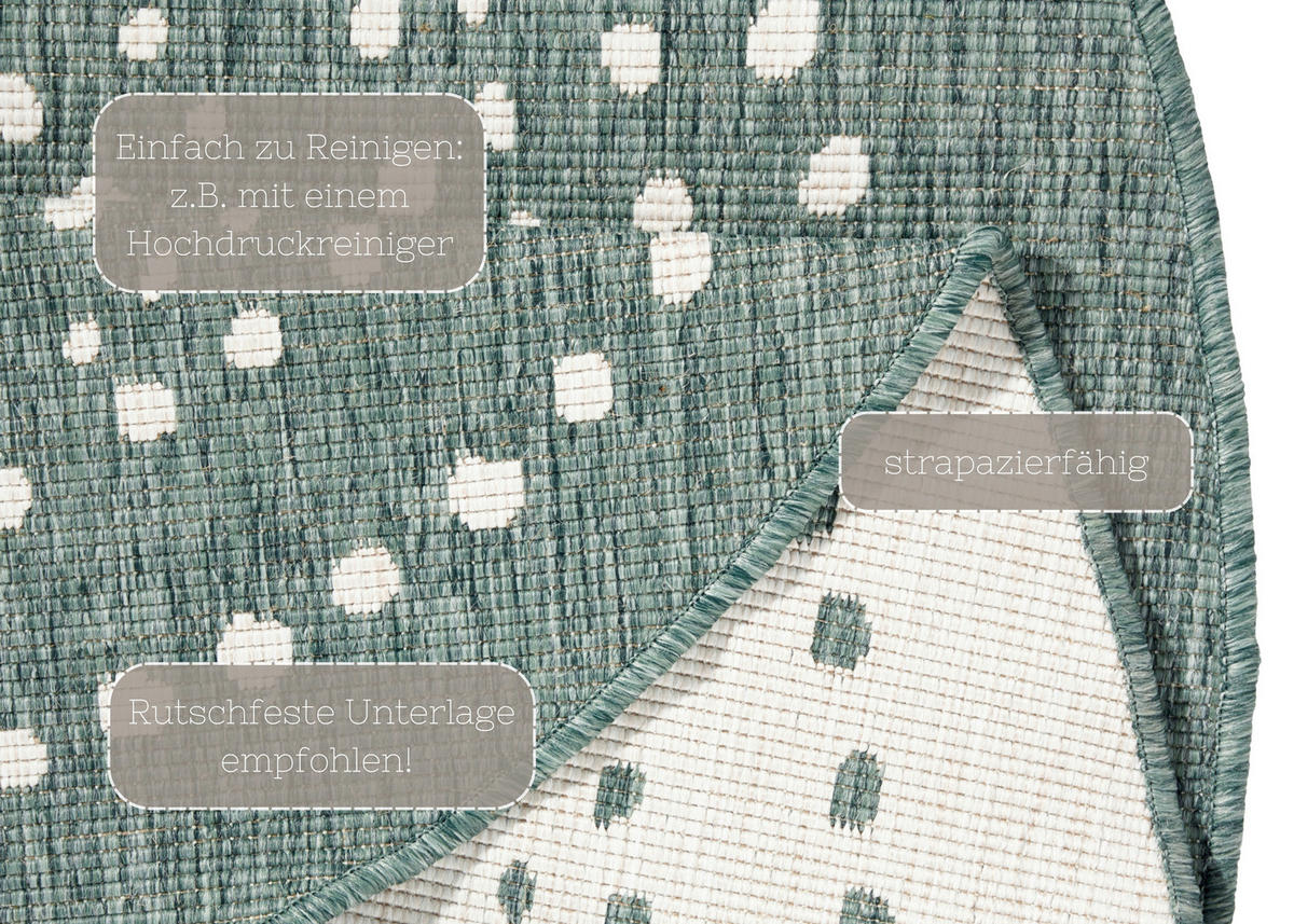 OUTDOORTEPPICH 200 cm Twin Creme, Grün  - Creme/Grün, Design, Kunststoff (200cm)