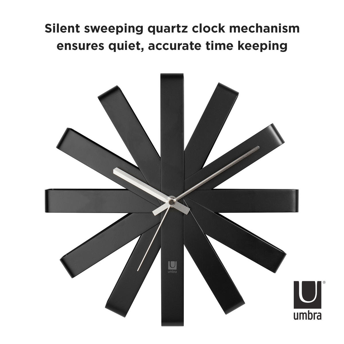 WANDUHR Schwarz 30/30/7 cm  - Schwarz, Basics, Metall (30/30/7cm) - Umbra