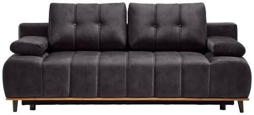 SCHLAFSOFA in Webstoff Dunkelbraun  - Dunkelbraun/Schwarz, Design, Holz/Textil (206/77-87/102cm) - Novel