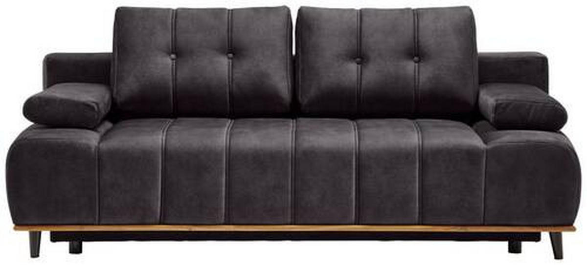 SCHLAFSOFA Webstoff Dunkelbraun  - Dunkelbraun/Schwarz, Design, Holz/Textil (206/77-87/102cm) - Novel