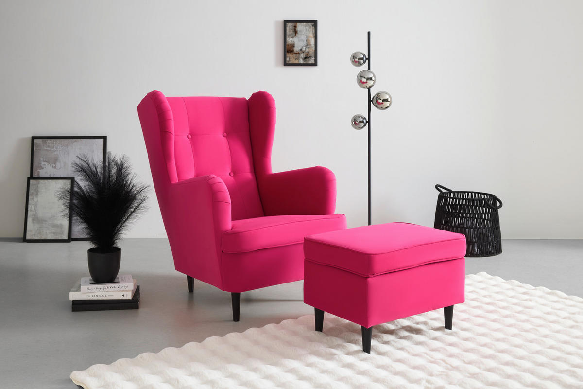 PALL i textil, trämaterial pink  - pink/svart, trämaterial/trä (63/43/42cm) - MID.YOU