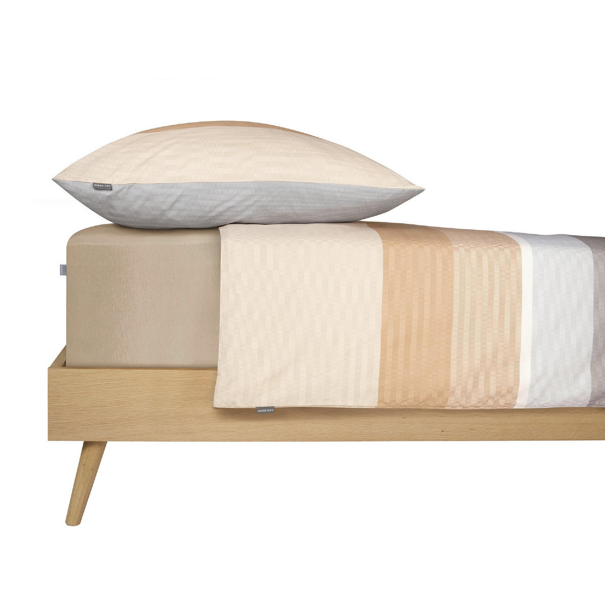 BETTWÄSCHE 2-teilig ENDY STRIPES Renforcé 135/200 cm  - Sandfarben, Basics, Textil (135/200cm)