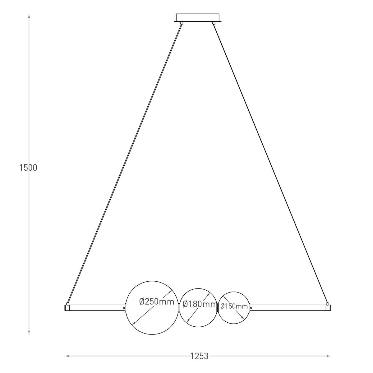 LED-PENDELLEUCHTE Nova 125,3/25/150 cm   - Design, Glas/Metall (125,3/25/150cm) - Näve