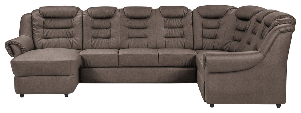 WOHNLANDSCHAFT in Chenille Taupe  - Taupe/Schwarz, Konventionell, Kunststoff/Textil (165/333/216cm) - Livetastic