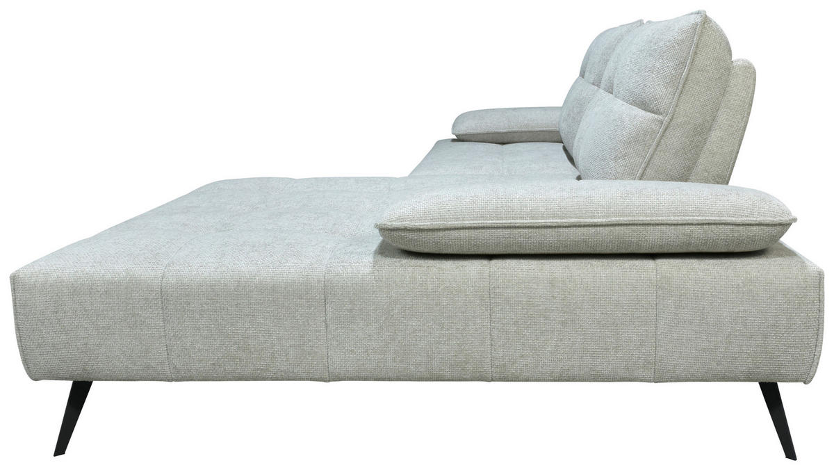 ECKSOFA Ottomane rechts  Greige Chenille  - Greige/Schwarz, Design, Textil/Metall (284/188cm) - Stylife