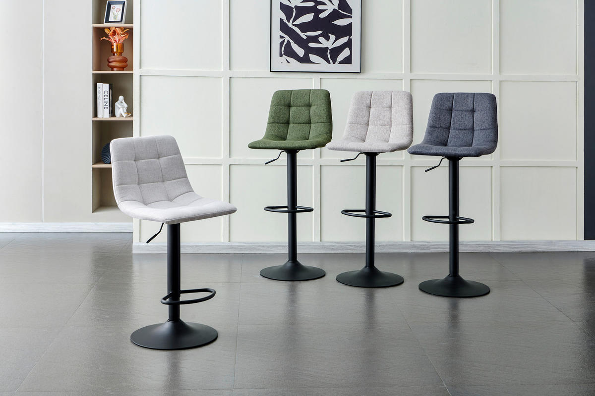 BARHOCKER Webstoff Schwarz, Beige Eisen Sitzfläche 360° drehbar  - Beige/Schwarz, Design, Textil/Metall (43/90-112/47cm) - Stylife