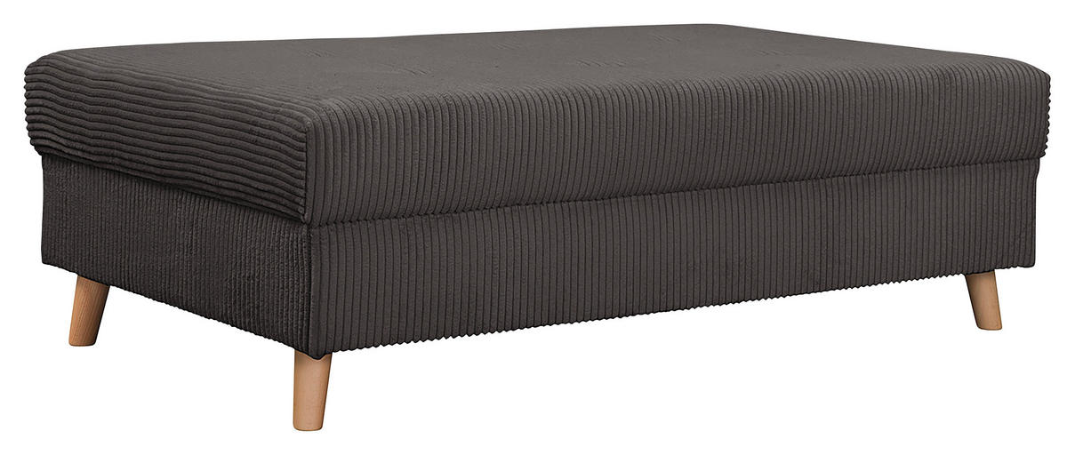 ECKSOFA inkl. Hocker Ariella Dunkelgrau Cord  - Dunkelgrau/Naturfarben, Design, Holz/Textil (231/161cm) - Livetastic
