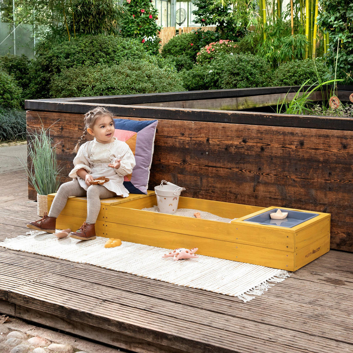 SANDKASTEN SPACE SAVER 150/45/20 cm  - Basics, Holz (150/45/20cm) - MUDDY BUDDY