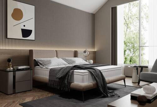 KÁRPITOZOTT ÁGY 180/200 cm  barna  - barna/fekete, Modern, textil/fém (180/200cm) - Livetastic
