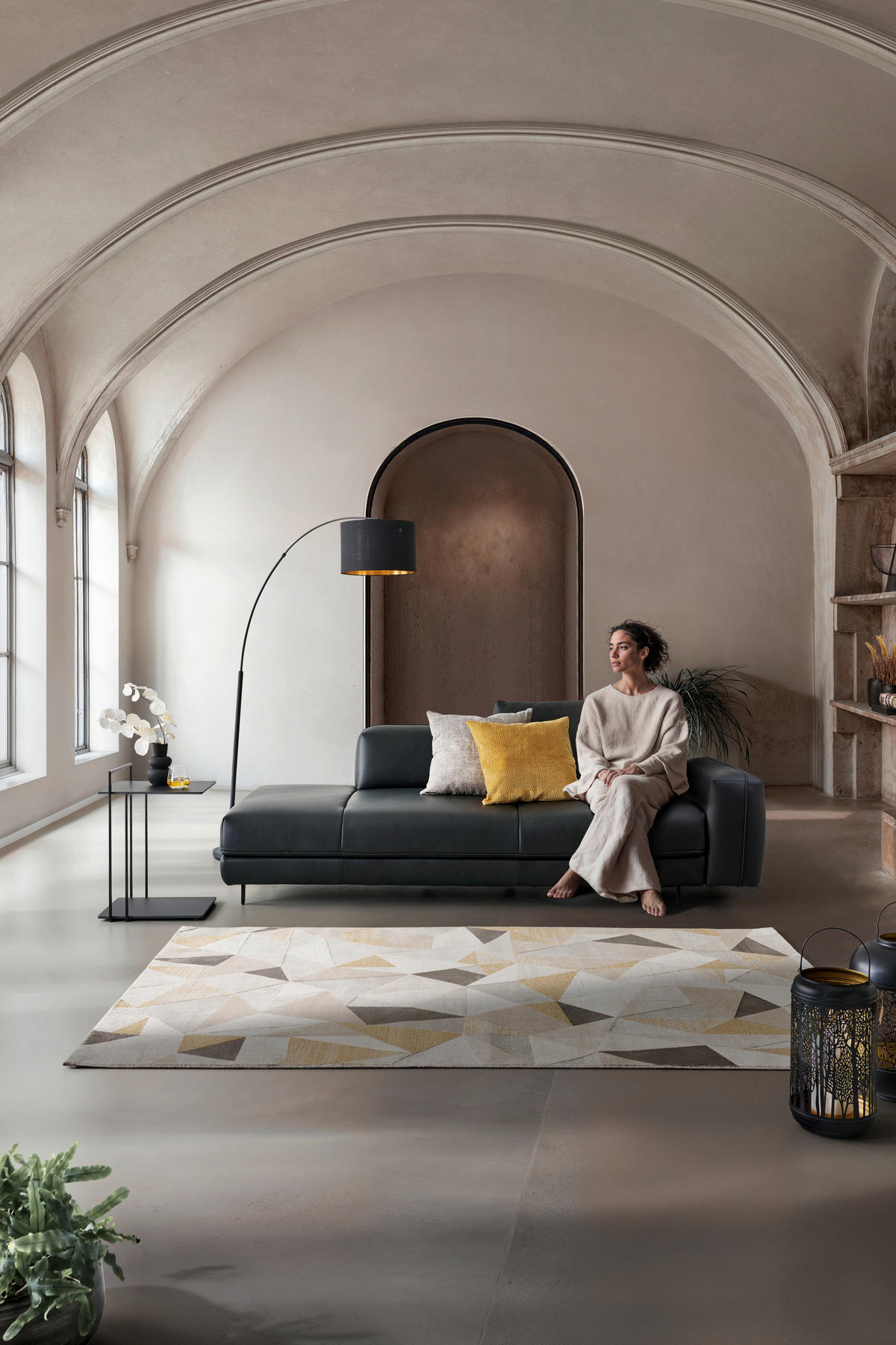 2,5-SITZER  in Echtleder Anthrazit   - Anthrazit, Design, Leder/Metall (226/70/109cm) - Johann Jakob