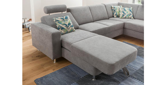Wohnlandschaft inkl.Funktionen  in Chenille Grau  - Chromfarben/Grau, Design, Kunststoff/Textil (165/301/198cm) - Xora