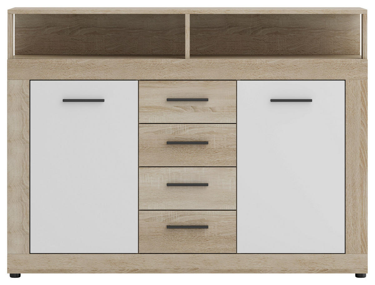 COMODĂ 119/96/32 cm  - stejar Sonoma/alb, Design, plastic/material pe bază de lemn (119/96/32cm) - MID.YOU