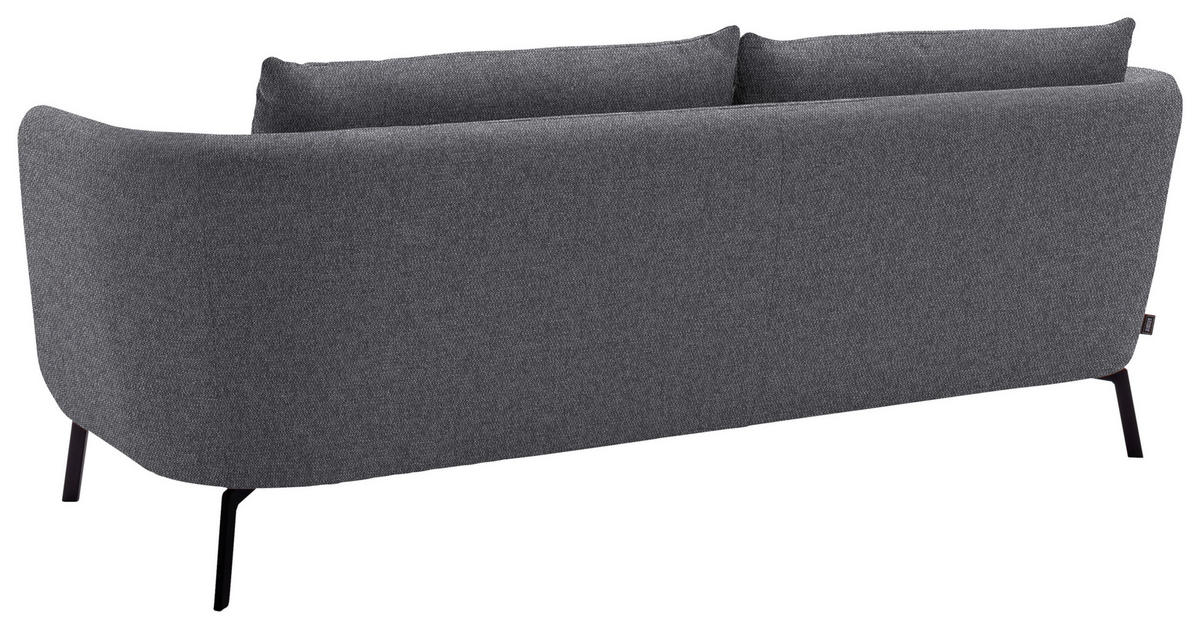 3-SITZER-SOFA Flachgewebe Grau  - Schwarz/Grau, Design, Textil/Metall (210/71/91cm) - Schöner Wohnen