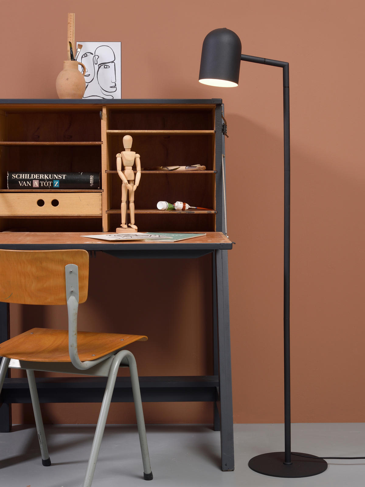 STEHLEUCHTE 17/141 cm    - Schwarz, Design, Metall (17/141cm) - It's about Romi