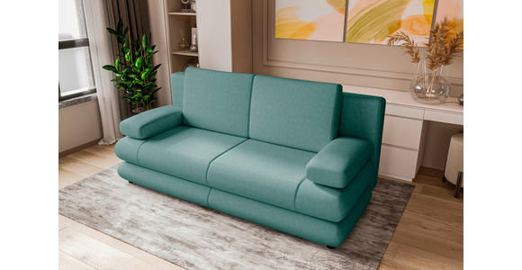 SCHLAFSOFA  in Mikrofaser Mintgrün  - Schwarz/Mintgrün, KONVENTIONELL, Kunststoff/Textil (212/93/90cm) - Carryhome