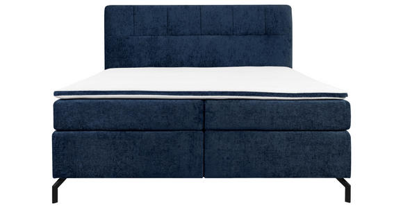BOXSPRINGBETT 180/200 cm,  in Dunkelblau, Topper, H3 + H3 = fest  - Schwarz/Dunkelblau, Design, Textil/Metall (180/200cm) - Esposa