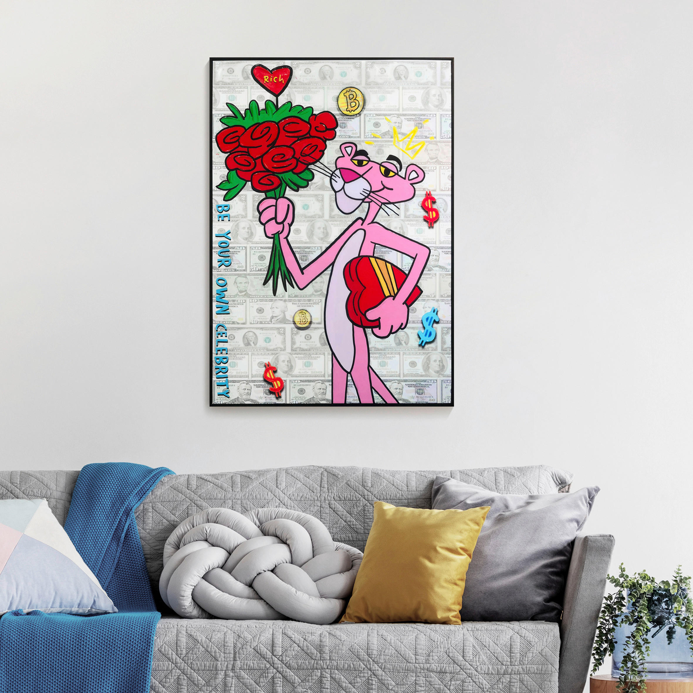 ÖLGEMÄLDE Sonstiges 70/100 cm  - Pink/Rot, Trend, Holz/Kunststoff (70/100cm) - Monee
