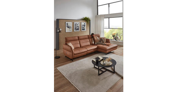 ECKSOFA in Echtleder Haselnussfarben 300/157 cm - Schwarz/Haselnussfarben, Design, Leder/Metall (300/157cm) - Dieter Knoll
